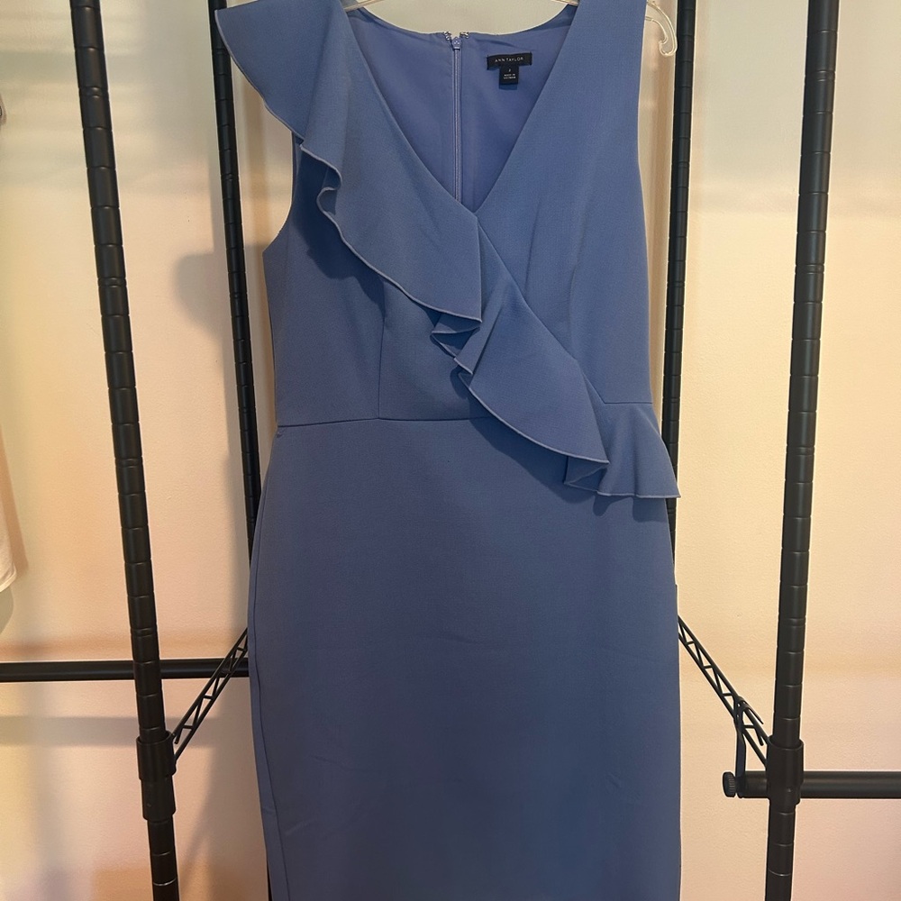 Elegant Blue Ruffle Dress